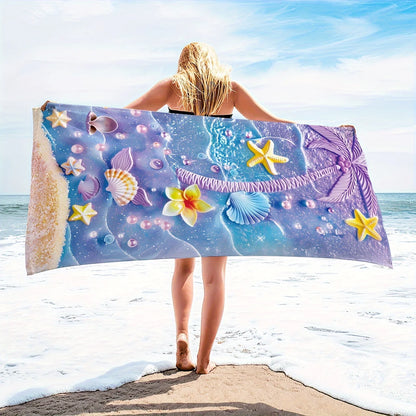 Beach Towel Marine Life Yhua Pattern Sunscreen And Windproof Suitable For Beach Pool Camping Travel Beach Blanket