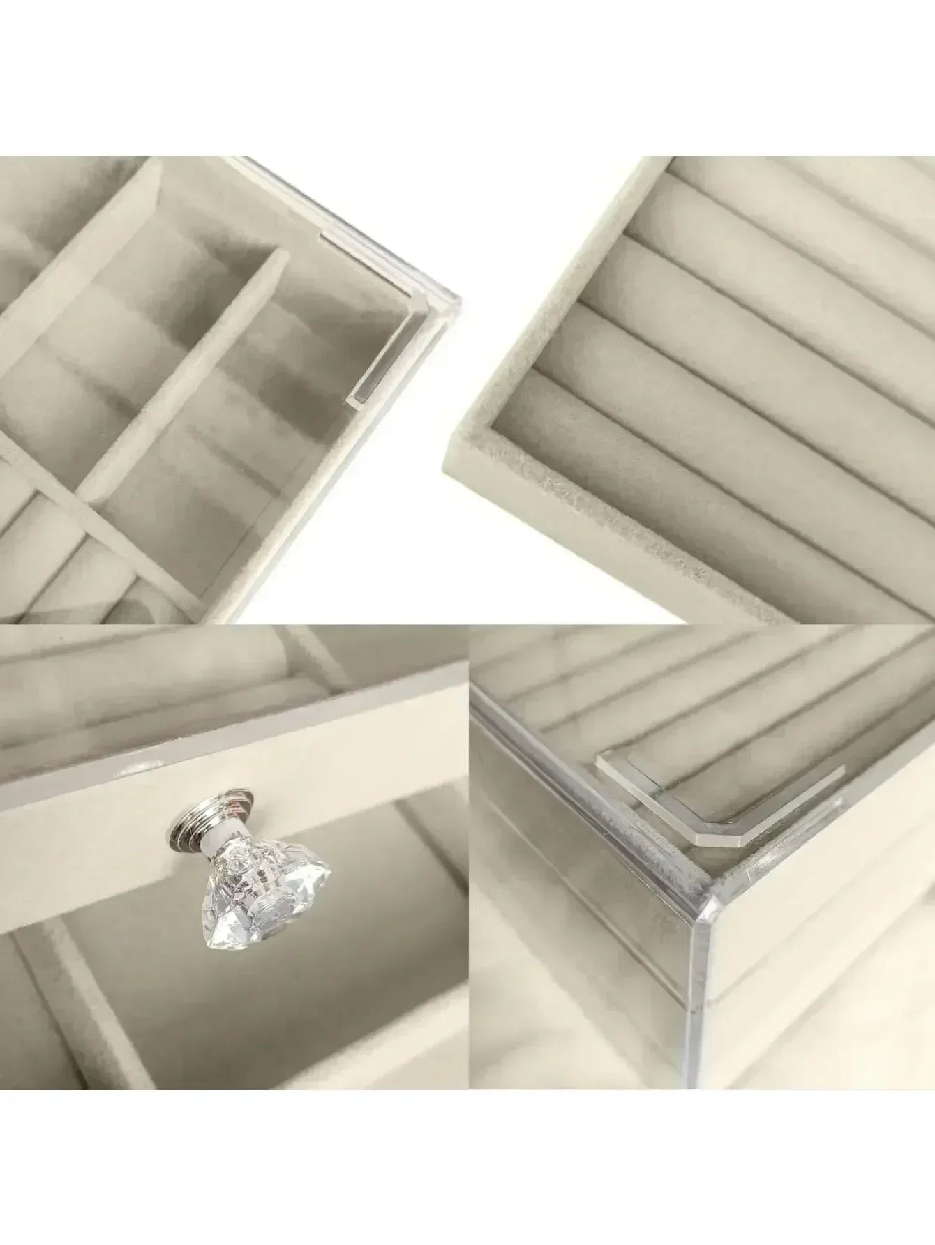 Organizer Box  Acrylic Velvet Jewelry Organizer with 3 Drawers Stackable Display Storage Earrings Necklace Bracelets Box Holder