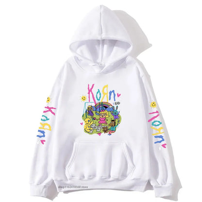 Cartoon Graphic Korn Hoodies Kawaii Music Band Print Sweatshirts Mens Clothes Winter Casual Fleece Streetwear Women Unisex Tops