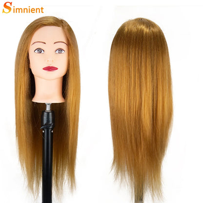 Cosmetology Mannequin Head With 25” 80% Real Hair For Braiding Hair Styling Training Head With Gift Hairdressing Salon Display