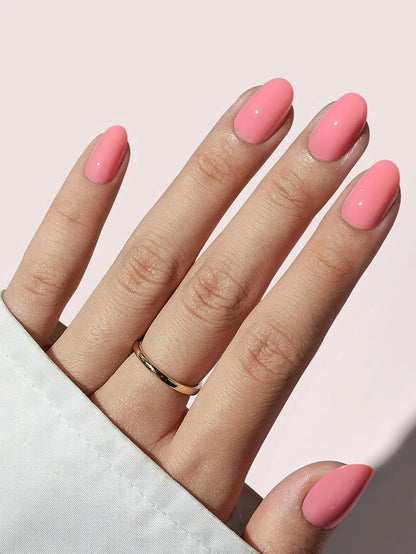 24PCS Press On Nails Short Pink Square Fingertip French Trim Press On Nails Love Design Sweet Nails Glisten Press On Nails