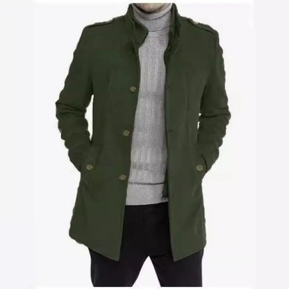 New Woolen Mens Coat Medium and Long Zipper Jacket Large Size Fake Two-piece Set Cardigan for Men