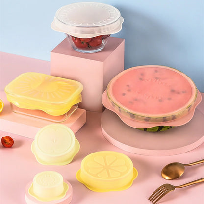Silicone Stretch Lids Set for Food Storage, 6 PCS of Fruit Pattern Food-grade Sealing Covers for Fresh-keeping