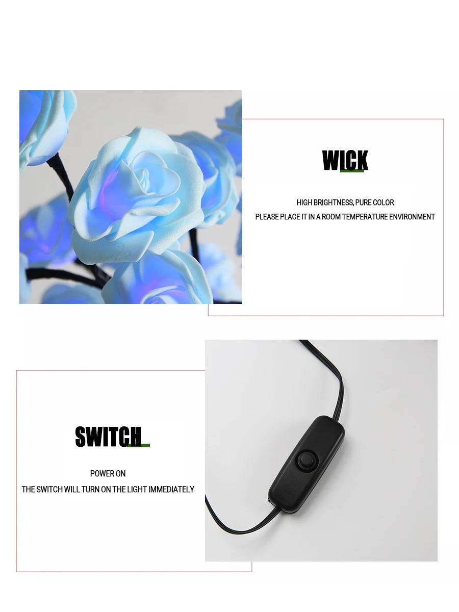 LED Table Lamp Rose Flower Tree USB Night Lights Home Decoration LED Table Lights Parties Xmas Christmas Wedding Bedroom Decor