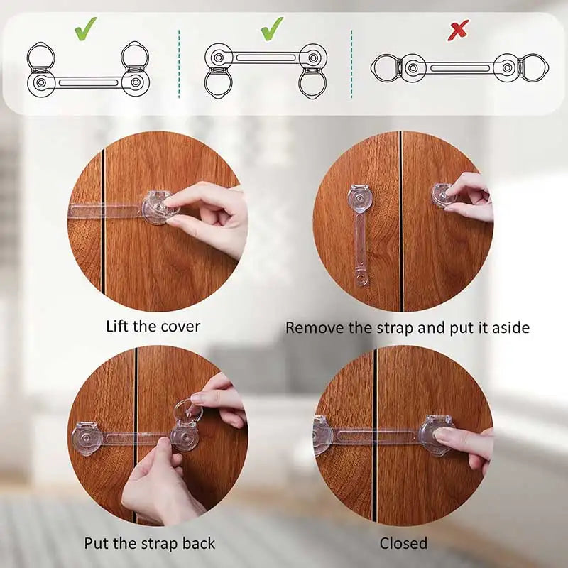 3/5Pcs Baby Cabinet Locks Strap Drawer Lock Child Anti-opening Refrigerator Lock Home Baby Anti-pinch Safety Protection Buckle