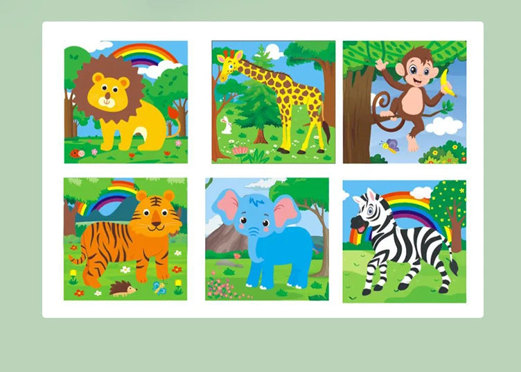 Six Sides Painted Wooden Puzzle Three-Dimensional Traffic Animal Puzzle Building Blocks Early Education Educational Toy