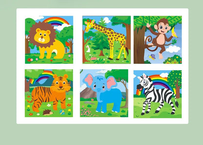 Six Sides Painted Wooden Puzzle Three-Dimensional Traffic Animal Puzzle Building Blocks Early Education Educational Toy