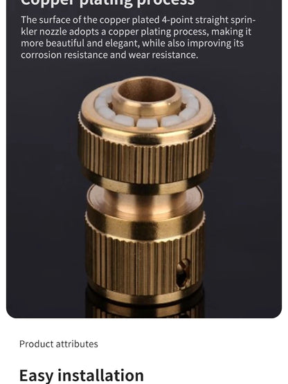 All-copper water gun connector 4-way water connector water pipe connector high-pressure water gun connector