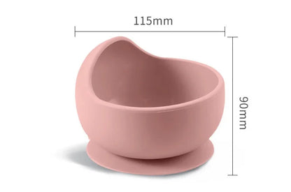 Food Grade Silicone Child Dish Set Baby Feeding Bowl Suction Plate Straw Cup Wooden Spoon Fork for Kids Tableware Toddler Dishes