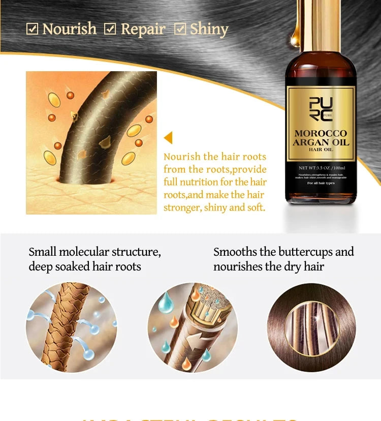 PURC Morocco Set Serum Smoothing Shampoo Conditioner And Repair Hair Mask Anti Dandruff Scalp Anti-Itch Hair Care Products Kit