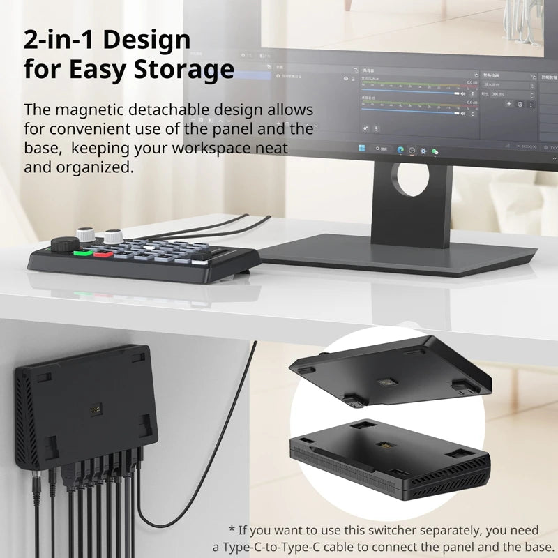 Ulanzi DD02 For Live Streaming Tool Video Mixer Video Switcher 4 CH HDMI Streaming 4K HD Screen For YUY2 MJPEG Capture Format