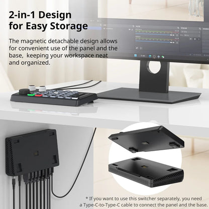 Ulanzi DD02 For Live Streaming Tool Video Mixer Video Switcher 4 CH HDMI Streaming 4K HD Screen For YUY2 MJPEG Capture Format