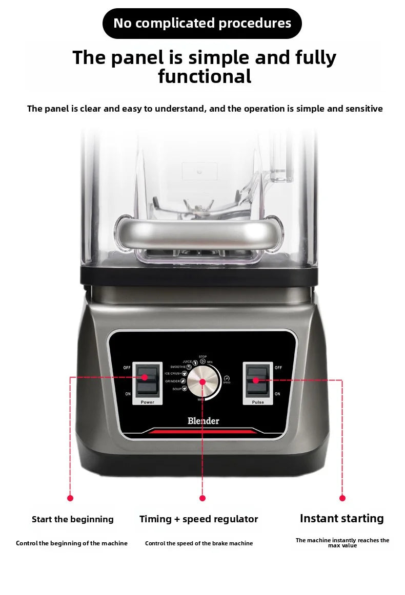 Wholesale 2L Blender for Business Household Smoothie Maker 23000r/min Stainless Steel Blade Restaurant Ice Blender Easy-Clean