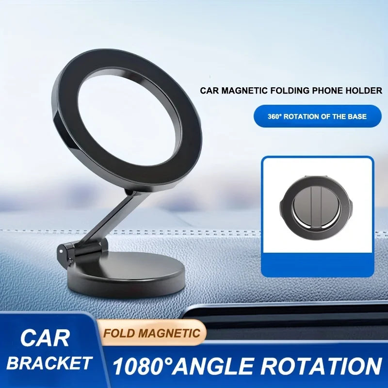 Magnetic Phone Holder Stand for Car with 360° Rotation Foldable Dashboard Mount Compatible with All Smartphones Up To 7 Inches