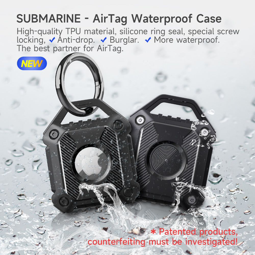 Waterproof Airtag Keychain Holder Case,Screw Full Cover Compatible with Apple AirTag Tracker Key Ring