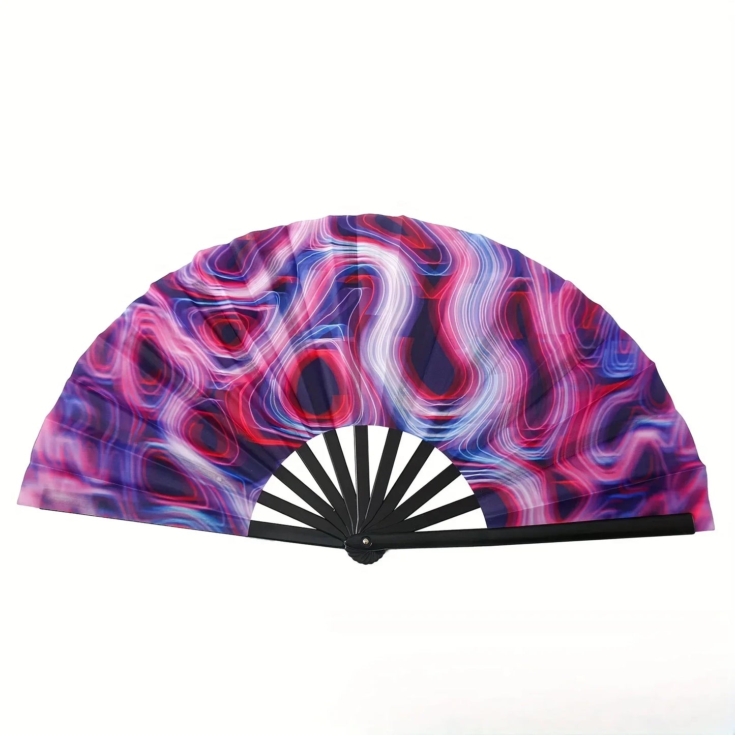 Fluorescent Fan Folding Fan Craft Fan with Vibrant Patterns, Dance Fan, Suitable for Both Men and Women
