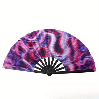 Fluorescent Fan Folding Fan Craft Fan with Vibrant Patterns, Dance Fan, Suitable for Both Men and Women