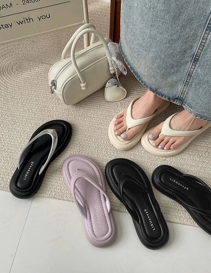 New Women's Summer Beach Flip Flops Slip-On Fashion Casual Vacation Slippers Soft Sole Footwear for Ladies