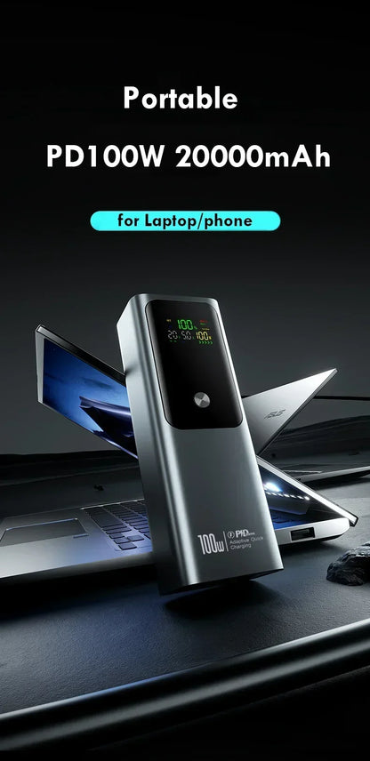 20000mAh High Quality Power Bank 100W Portable Fast Charging Powerbank External Spare Battery For IPhone Xiaomi Laptop 보조배터리