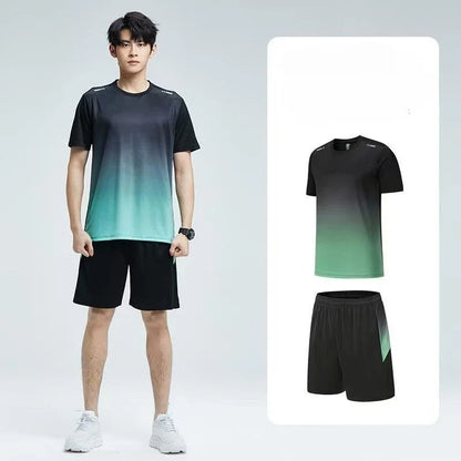 Sports SuitsMan Sets  Quick Drying Breathable Basic Trendy Two Piece Set Outdoor Novelty in Outfit Two-piece T-shirts Shorts Men