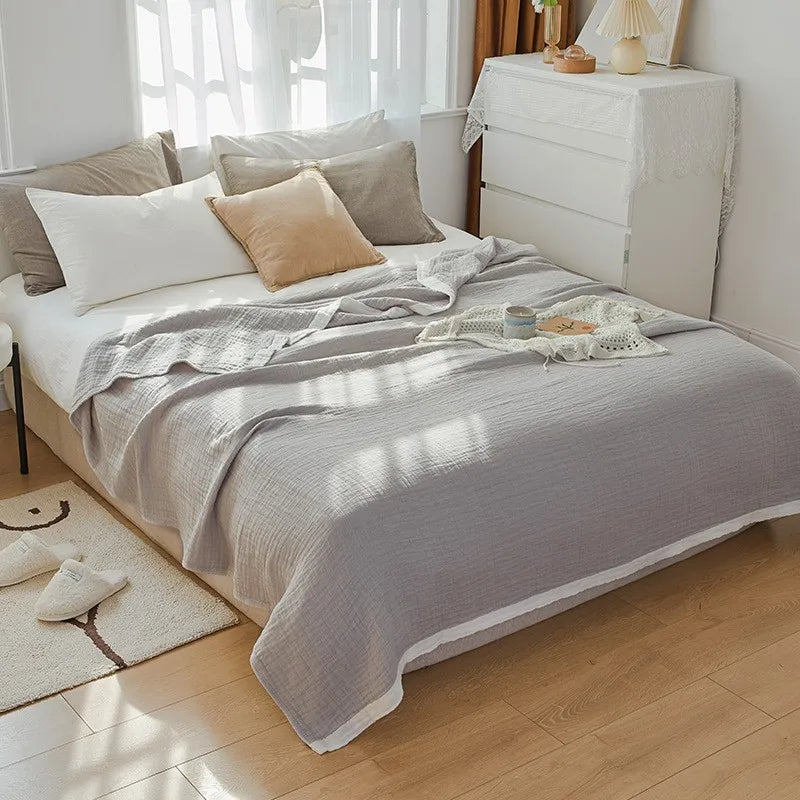 Summer Blankets 4 Layers Muslin Cotton Bedspread Blanket 150x200cm 200x230cm Soft Office Home Bedding Sleeping Quilt Blanket
