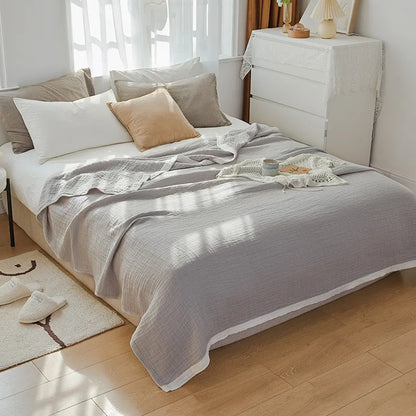 Summer Blankets 4 Layers Muslin Cotton Bedspread Blanket 150x200cm 200x230cm Soft Office Home Bedding Sleeping Quilt Blanket