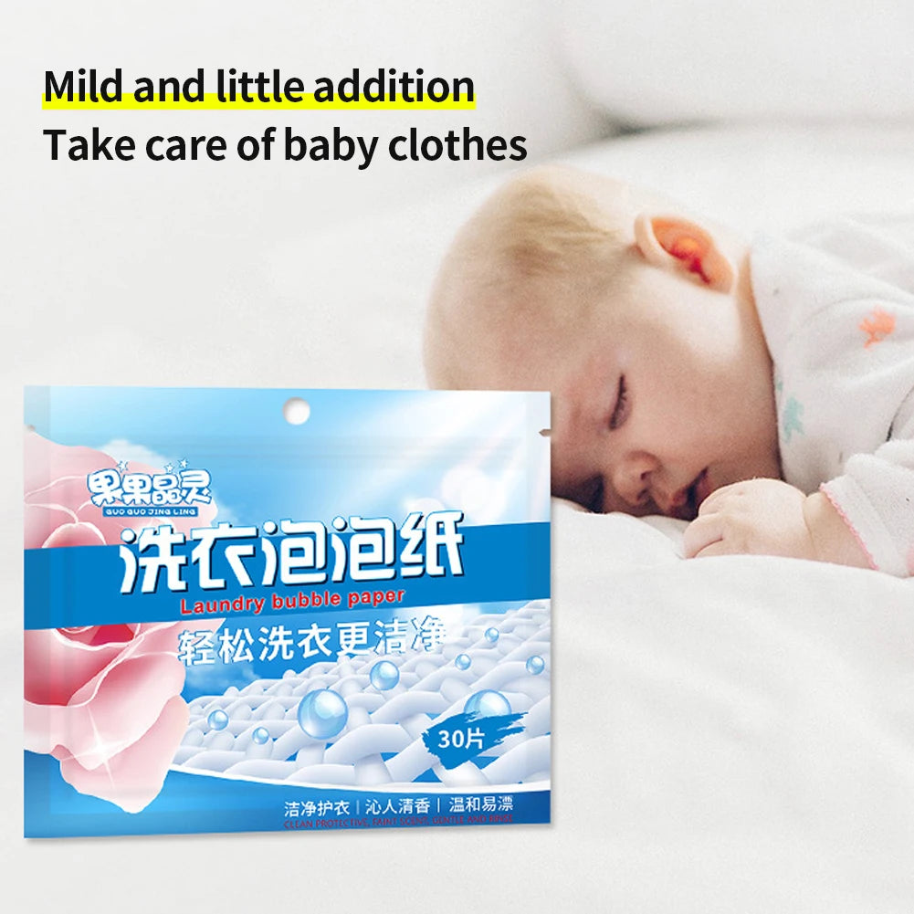 30PCS Laundry Detergent Sheets Easy Dissolve Laundry Tablets Strong Deep Cleaning Detergent Laundry Soap for Washing Machine