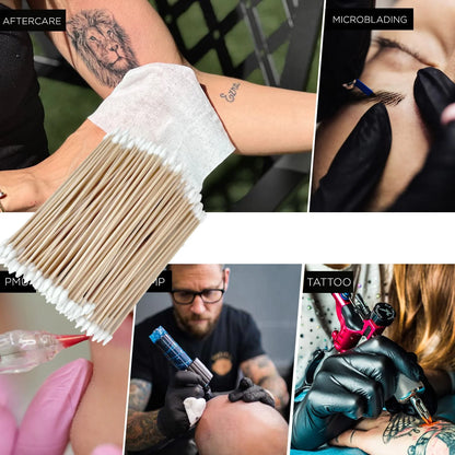 100/300PCS 6 Inch Precision Tips Cotton Swabs - Long Wooden Stick Cotton Buds Pointed Cotton Swabs With Case - Cotton