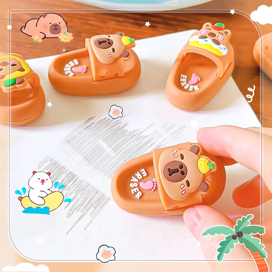school teacher gift back to school supplies Aesthetic cute stationery Kawaii capybara funny erasers Slippers rubber cute things