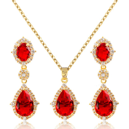 Fashion necklace accessories women's earring Jewelry sets bride's wedding zircon water drop girls earrings for women jewellery