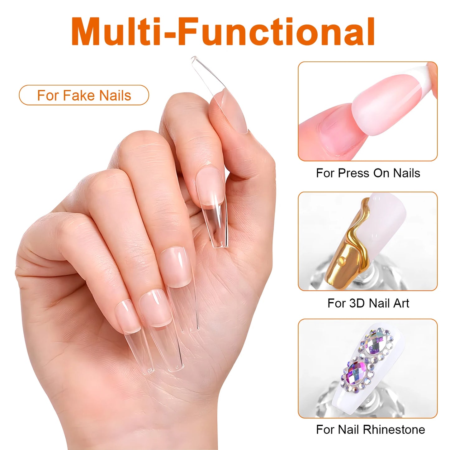 8g Multifunctional Solid Nail Tips Gel - Non-Stick Hand Nail Gel Rhinestone Gel Glue For DIY Manicure At Home