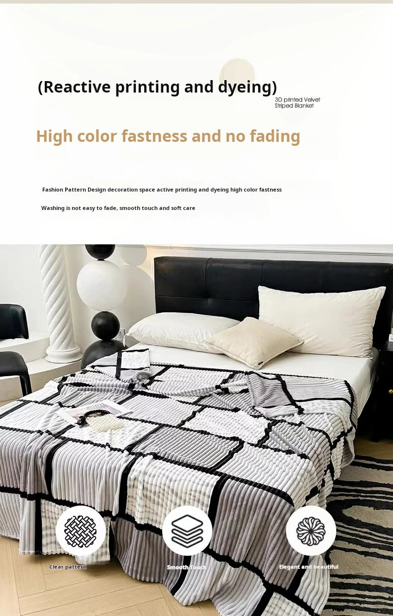 Lightweight Luxurious Warm Sleeping Plaid Milk Down Thin Blanket Multi Color Spring Summer Suitable For Sofas Bedrooms Blankets