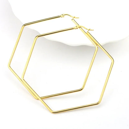Titanium Steel Exaggerated Geometric Square Rhombus Hoop Earrings for women Big Earring Statement Ear Ring Nightclub Jewelry
