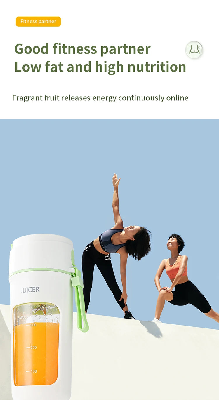 Portable Juicer Mini Electric Blender Multifunction Juice Maker Machine Fruit Mixers Extractors Smoothies Mixer 6 Blades 1200mAh