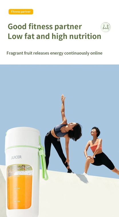 Portable Juicer Mini Electric Blender Multifunction Juice Maker Machine Fruit Mixers Extractors Smoothies Mixer 6 Blades 1200mAh