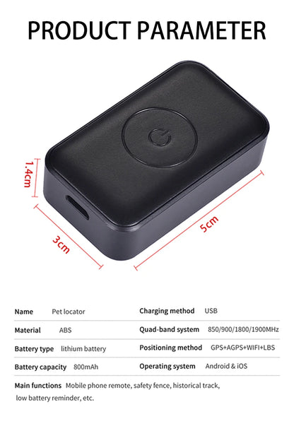 Pet Bluetooth GPS Tracker Dog Mini Tracking Movement Alert Collars Anti Lost Tracker for Cats and Puppies Remote Global Locator