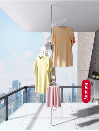 Household Flooring drying rack indoor telescopic pole drying rack Balcony Window Retractable drying rod Fixed Hanging Coat Racks