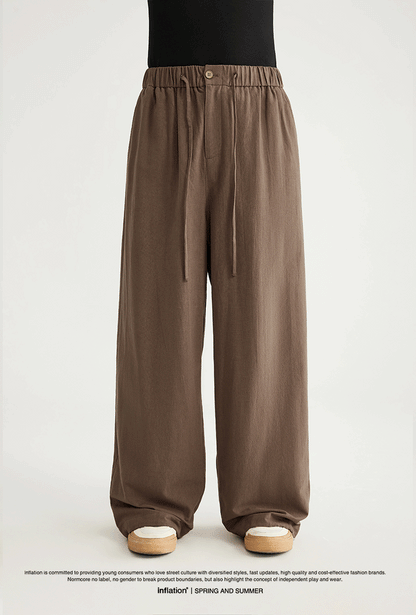 INFLATION Bamboo Cotton Linen  Wide Leg Pants 2024 Spring Summer All-match Casual Mens Trousers