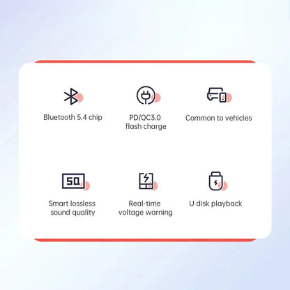 Xiaomi 2025 New PD30W+QC Bluetooth 5.4 Car MP3 Player FM Transmitter Wireless Handsfree U Disk Play USB Car Fast Charge Adapter