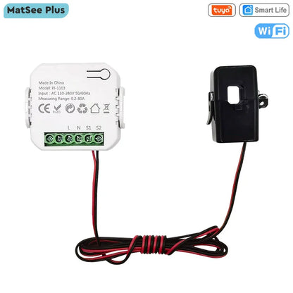 Tuya Smart Life WiFi Digital Energy Meter 80A with CT Clamp Sensor App Real-time Monitor Power Consumption 110V 240V 50/60Hz