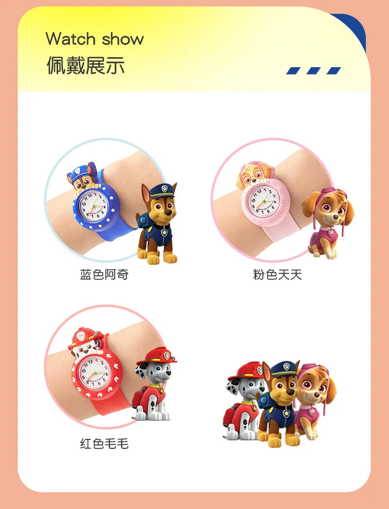 Paw Patrol Kids Watch Cartoon Waterproof Patting Watches Fashion Children Silicone Strap Wrist Watch Students Clock Gift