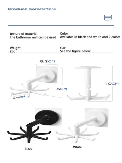 Upgraded Multi-function Rotatable 7-claw Hook 360 ° Seamless Punch Free Hook Kitchen Storage Hook Self Adhesive Bath Hooks