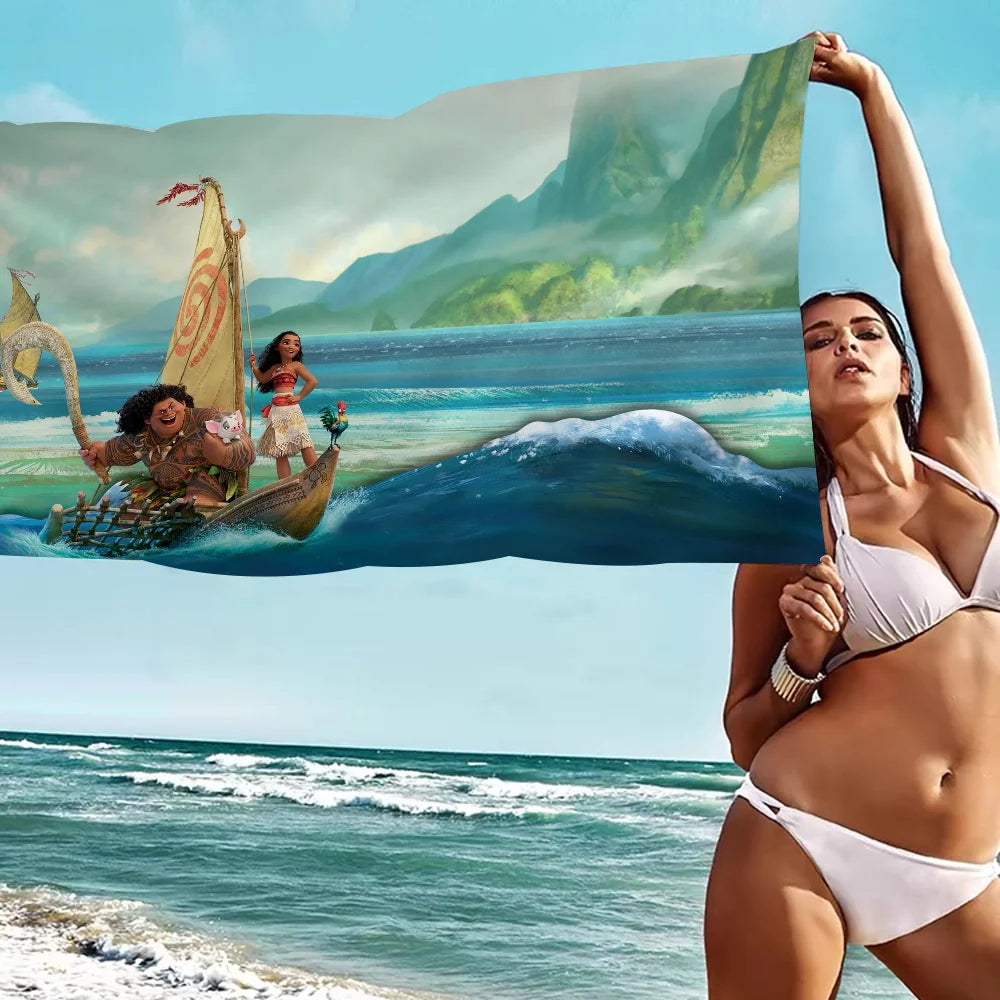 Cute Moana Cartoon Beach Towels Shower Towel Sauna Travel Spa Microfiber Quick Dry Gym Accessories Cute Room Decor