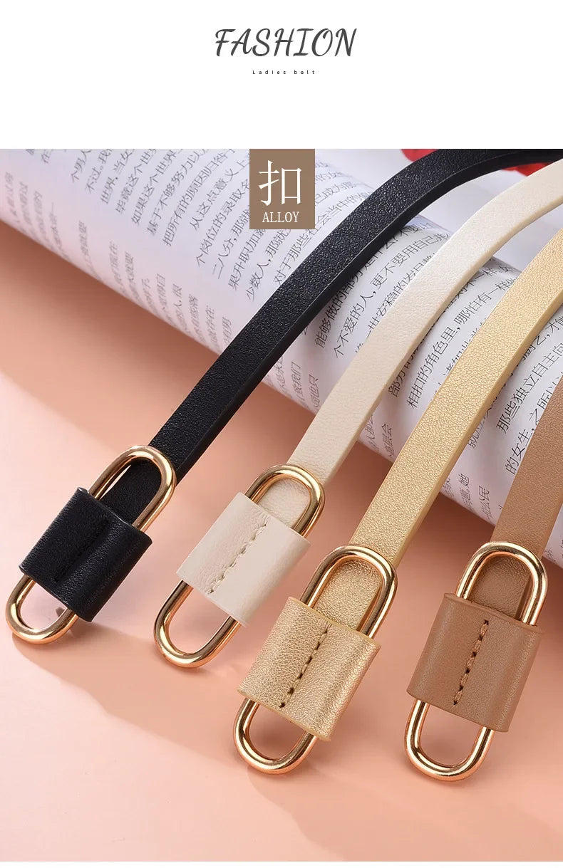 Metal Buckle Thin Stretchy Waist Belt Striped Elastic Waistband Elegant Women Girdle Female Belt Fashion Apparel Accessories New