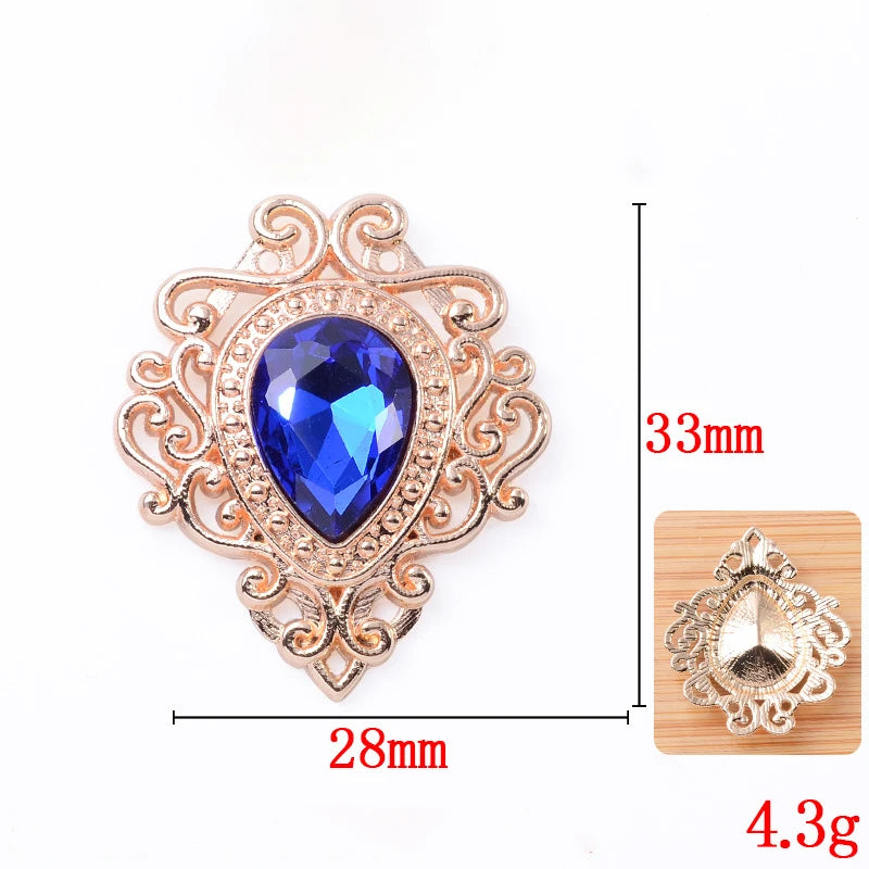 33*28mm Droplet diamond pendant accessories, flat bottom brooch accessories, DIY accessories, headwear accessories 10PCS