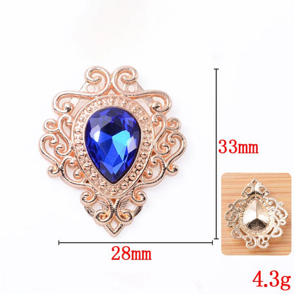 33*28mm Droplet diamond pendant accessories, flat bottom brooch accessories, DIY accessories, headwear accessories 10PCS