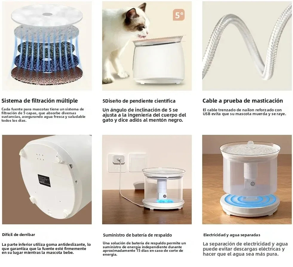 AQHH App Control Cat Water Fountain Wireless Pump Pet Water Fountain Inside Automatic Smart Fountain fuente de agua para gato