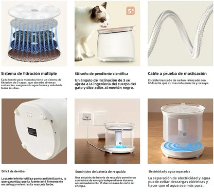 AQHH App Control Cat Water Fountain Wireless Pump Pet Water Fountain Inside Automatic Smart Fountain fuente de agua para gato