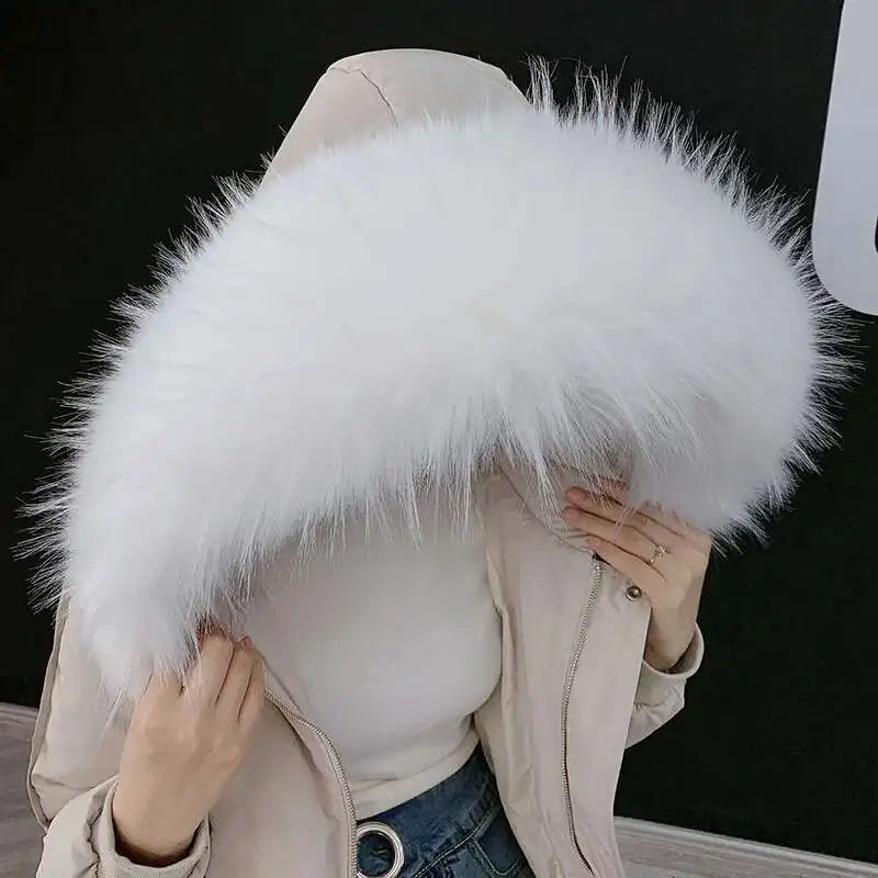 Detachable Faux Fur Collar Extra Large Warm Fake Fur Scarf Wrap Evening Cape For Winter Womens Coat Faux Fur Hood Ttrim Collar