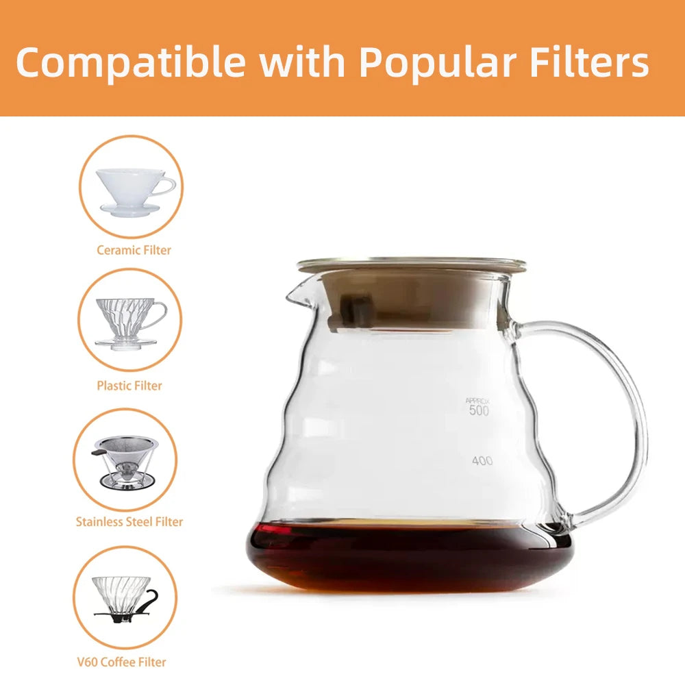 600ml Glass Coffee Carafe, Coffee Pot Clear Standard Coffee Server for Pour Over Coffee Maker